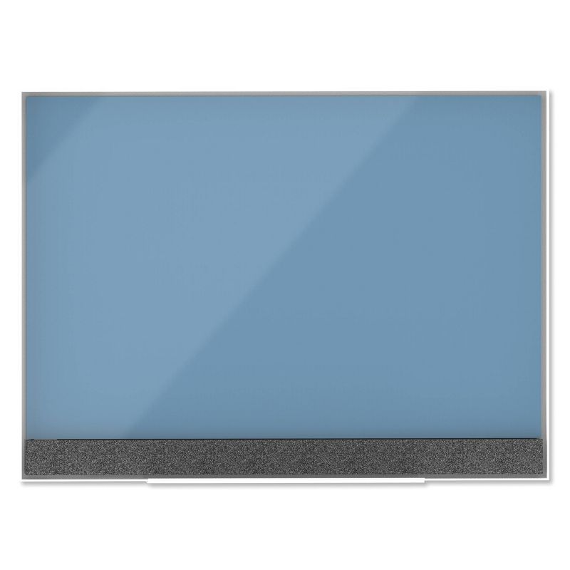 U Brands 24"x18" Magnetic Glass Dry Erase Board Blue Surface/White Frame