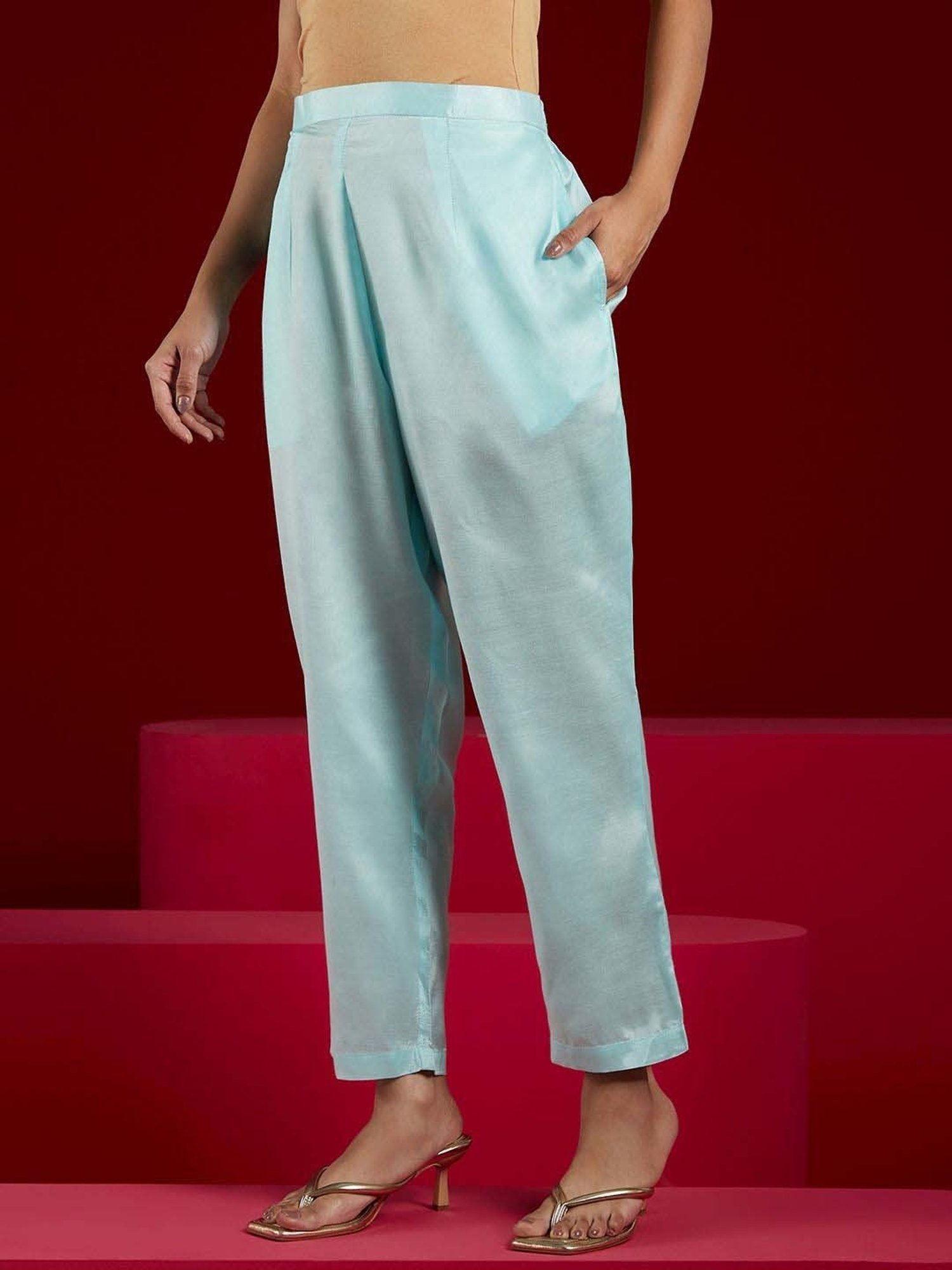 Libas Art Blue Embroidered Kurta Pant Set With Dupatta