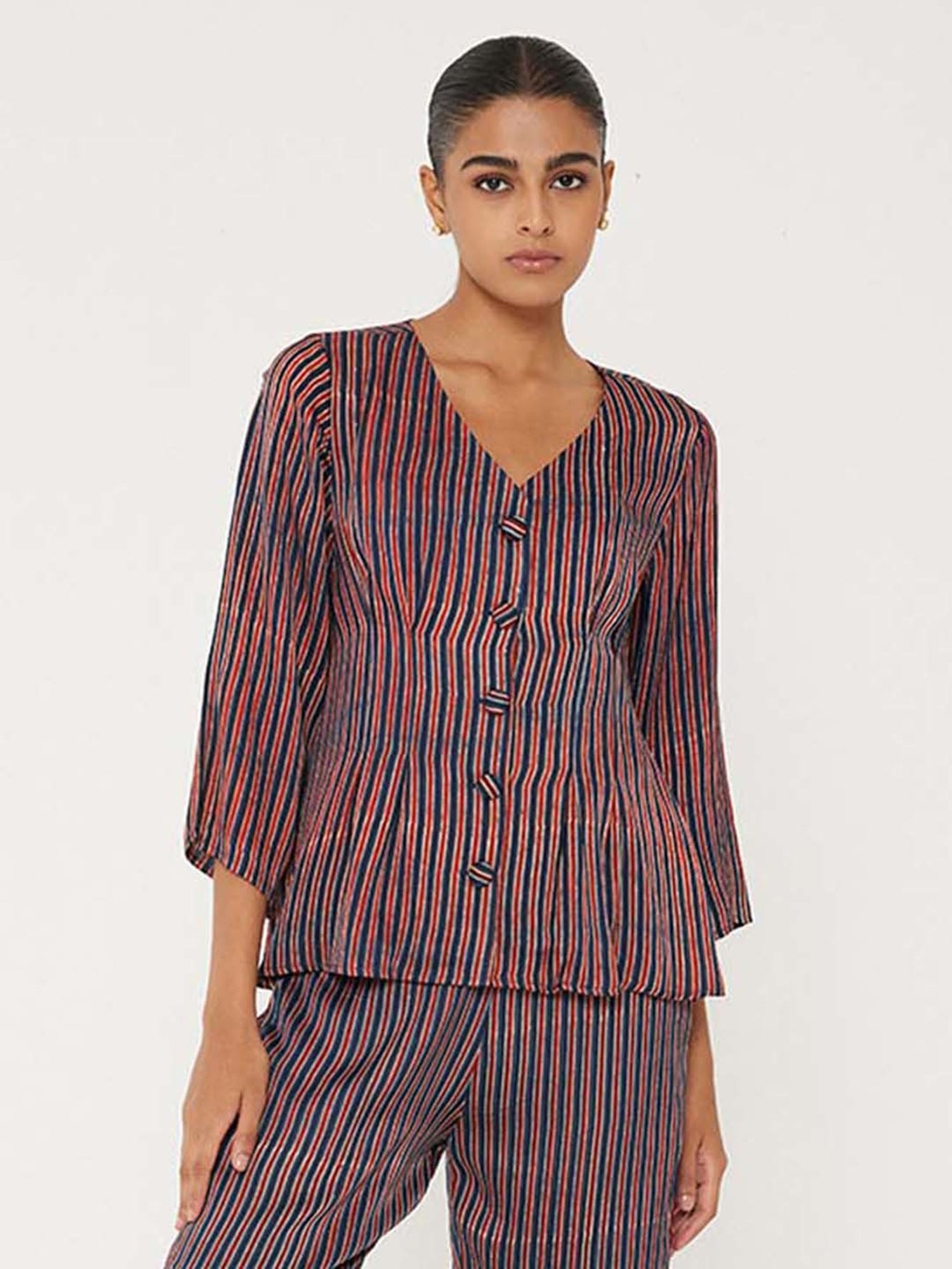ANCESTRY Wine Striped Top