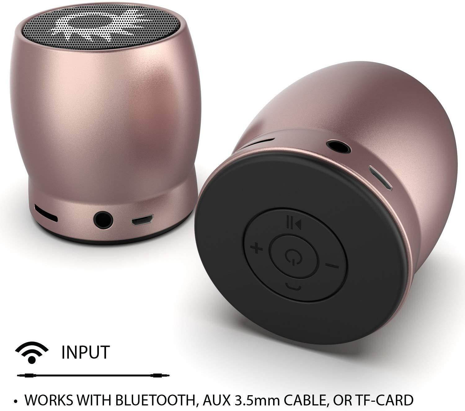 Portable Wireless Bluetooth Speaker, Powerful HD Speakers W/Enhanced Bass TF/SD Card Slot/AUX Input, Rechargeable Hands Free Speakerphone W/Mic Compatible W/iPhone/Android - Punkcase Rocker[Rose]