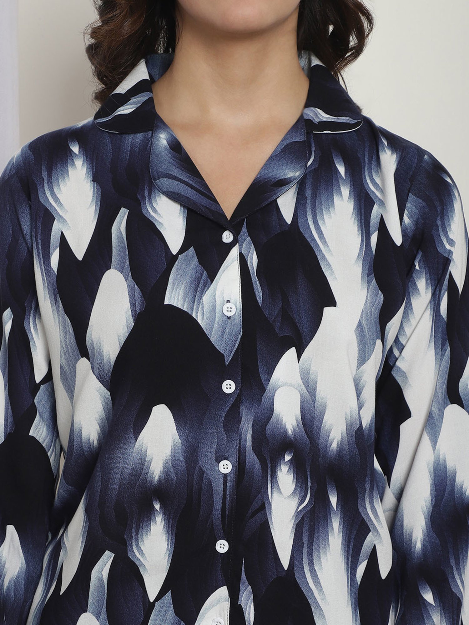 Boston Club Navy Printed Top With Pyjamas