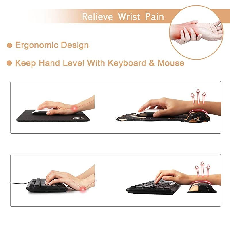 Keyboard Wrist Rest and Mouse Wrist Rest Pad Made of Memory Foam Ergonomic Support Easy Typing and Relieve Wrist Pain Perfect for Gaming Computer Office Laptop Honeycomb