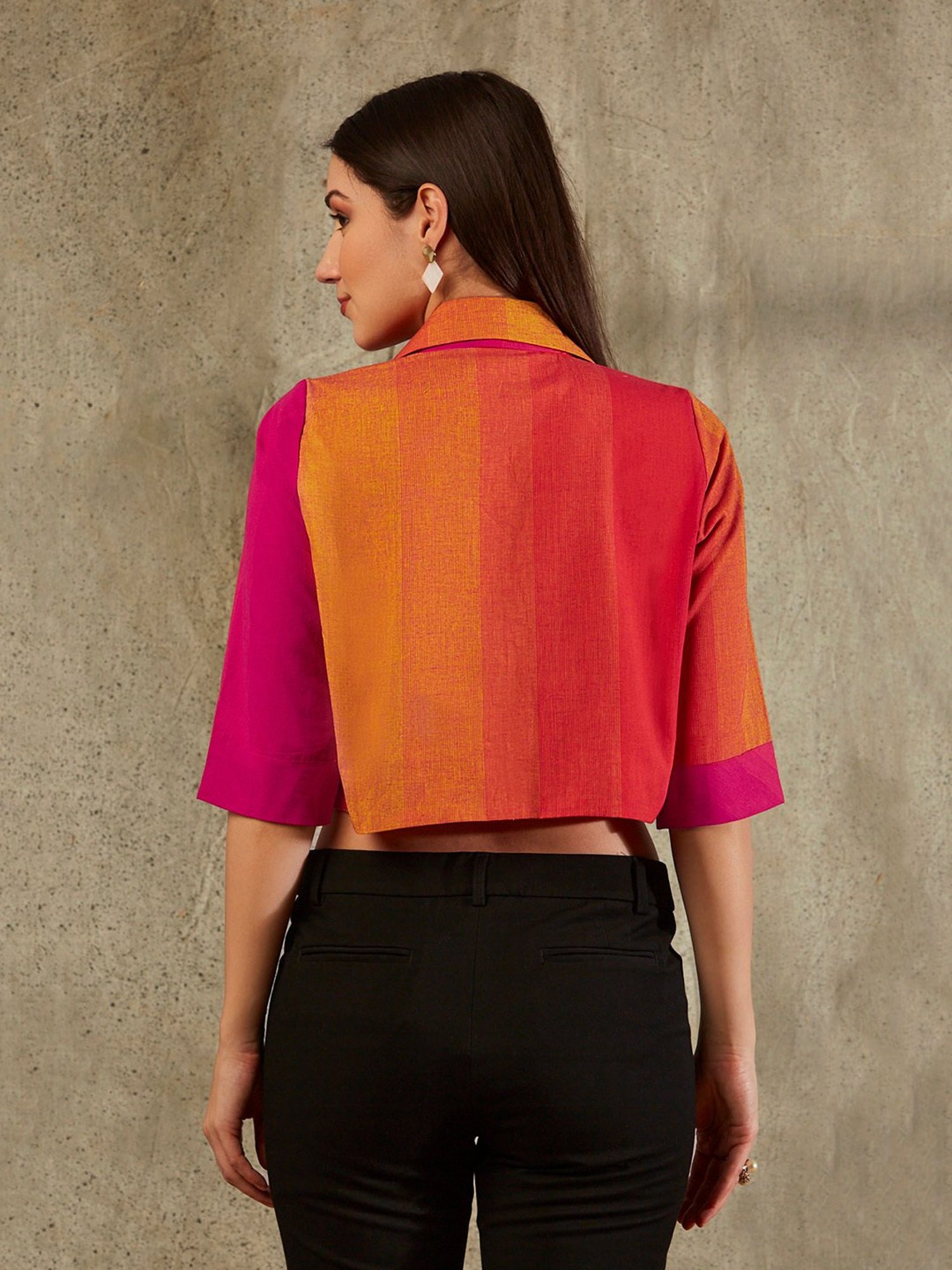 Salwar Studio Coral Crop Shrug