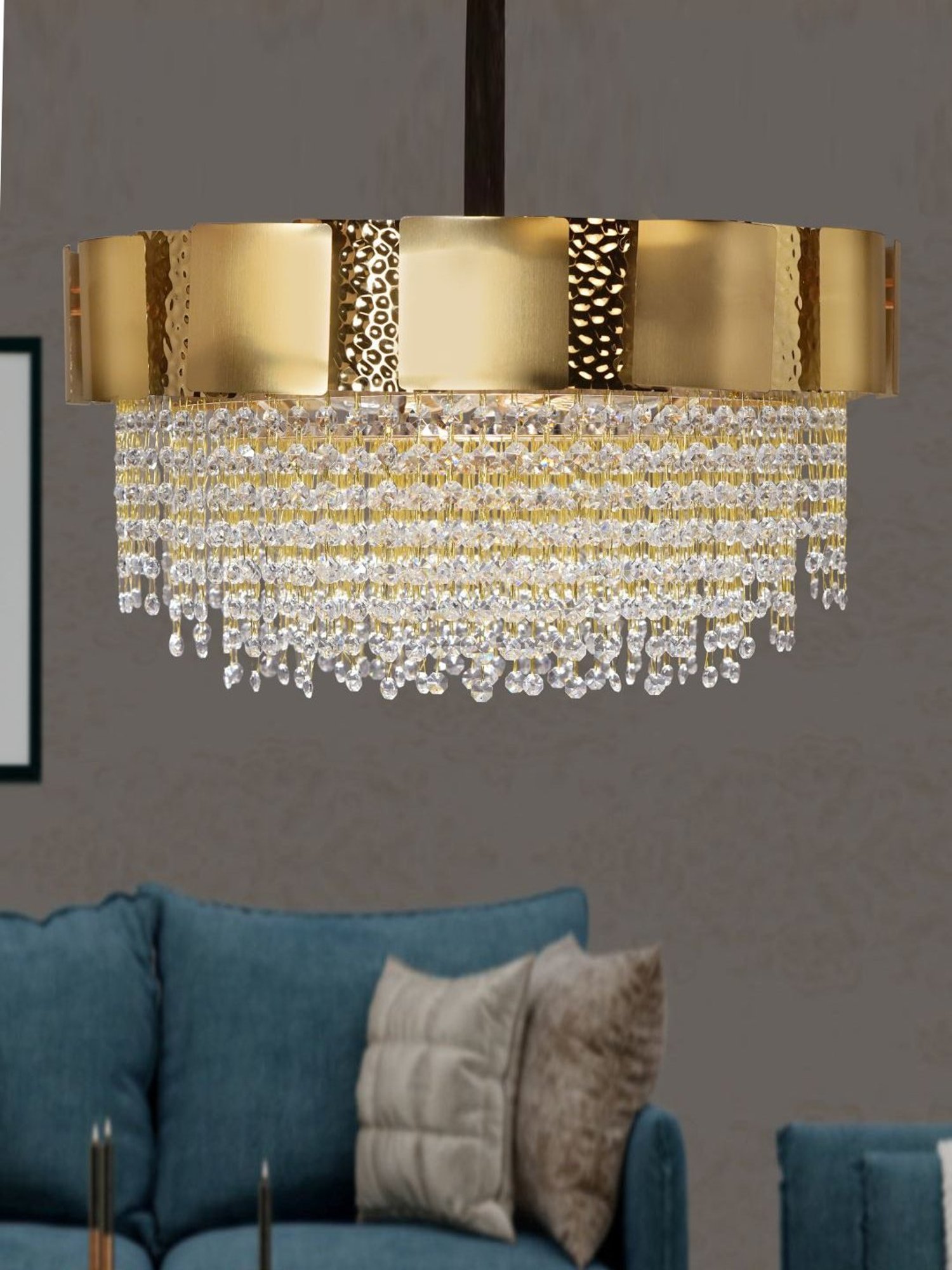 Kapoor Lamp Shades Gold Crystal Ellie 12 Light Chandelier