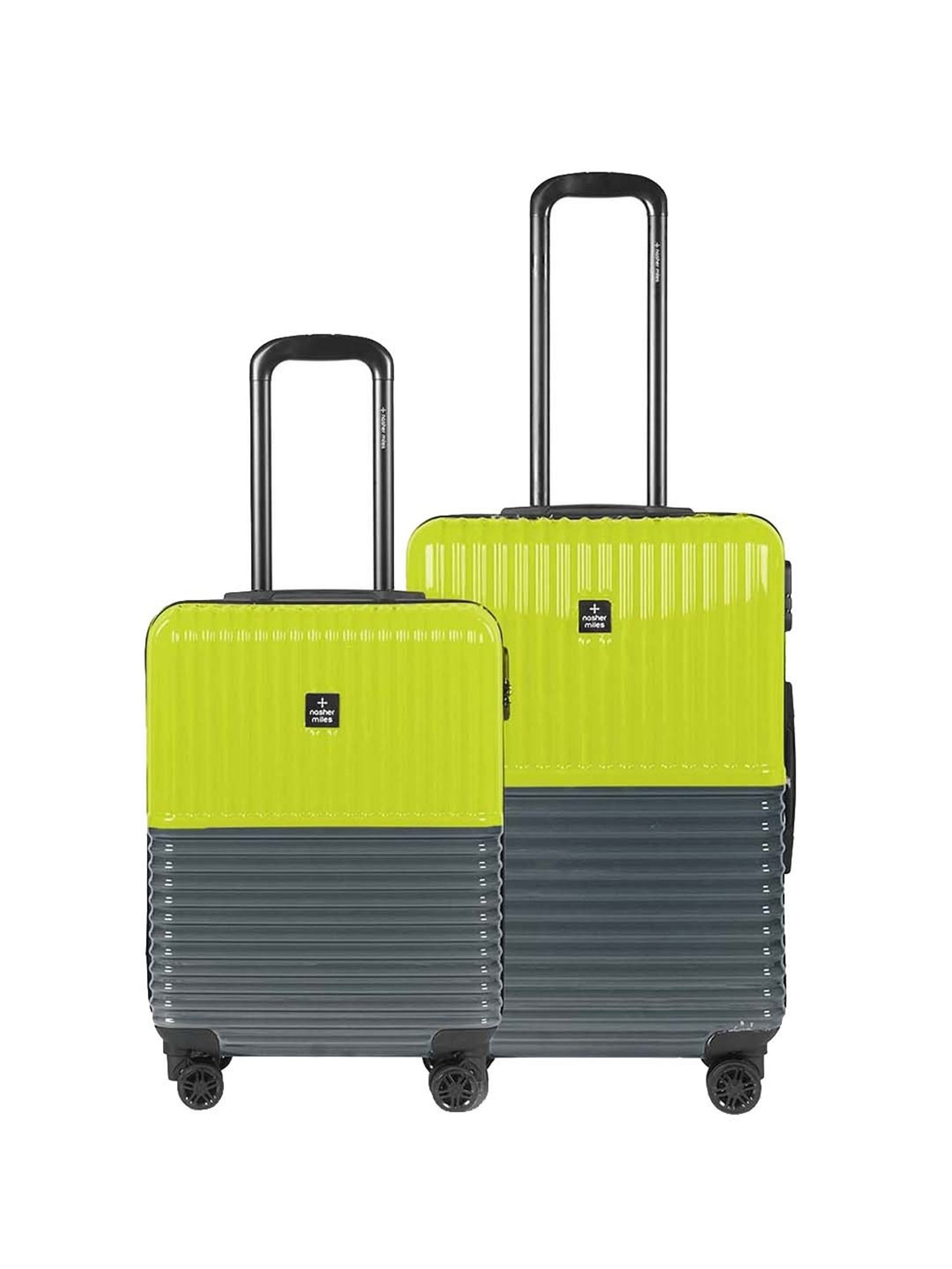 Nasher Miles Istanbul Hard-Sided Polycarbonate Se of2 Trolley Bags (55 & 65 cm) (Lime Green-Olive)
