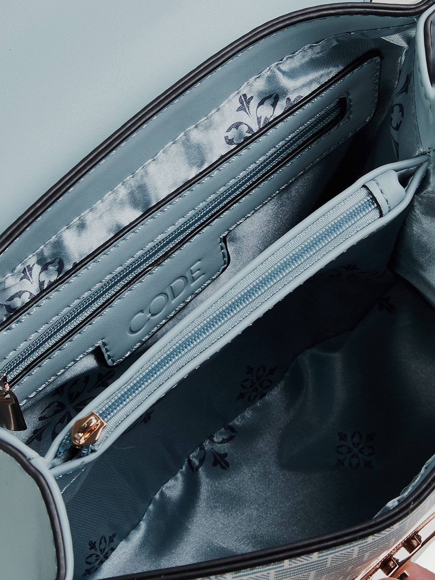 Code by Lifestyle Blue Geometric Satchel Handbag