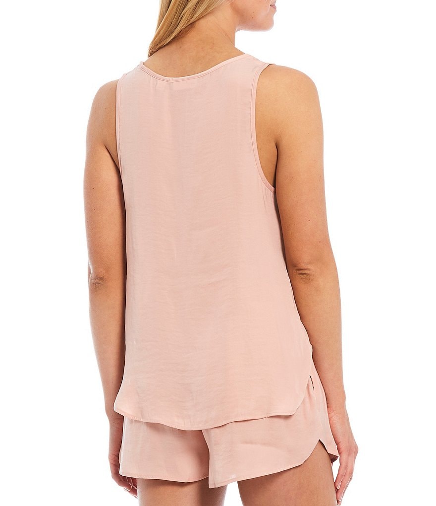 VAN WINKLE & CO. Solid Woven Scoop Neck Satin Coordinating Sleep Tank