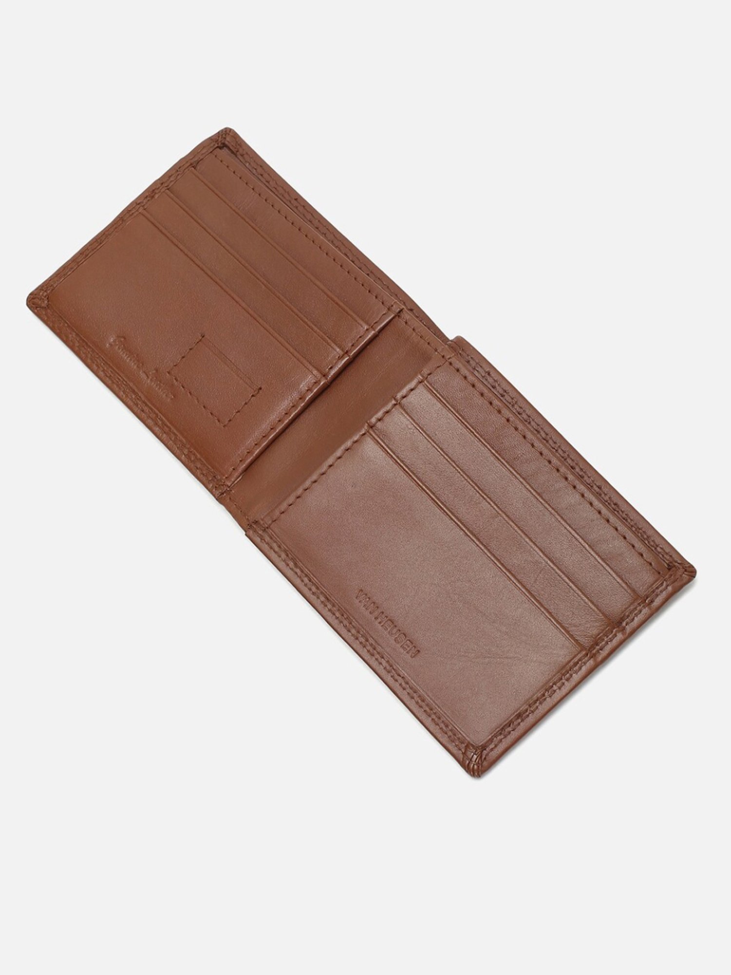 Van Heusen Brown Leather Solid Bi-Fold Wallet
