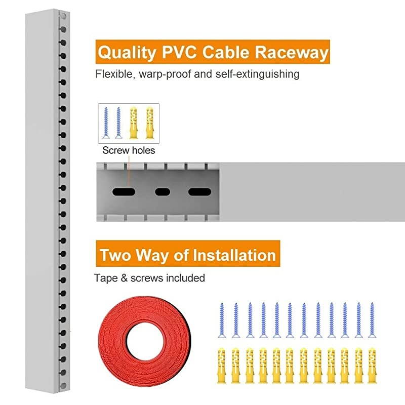 Raceway Kit 138 inch Open Slot Wiring Raceway Duct with Cover Management System to Hide Under DeskTVComputerPower Cords 154 X 16 X 08 InchLWH