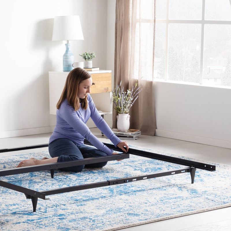 Adjustable Metal Bed Frame with Center Support & Glides - Brookside