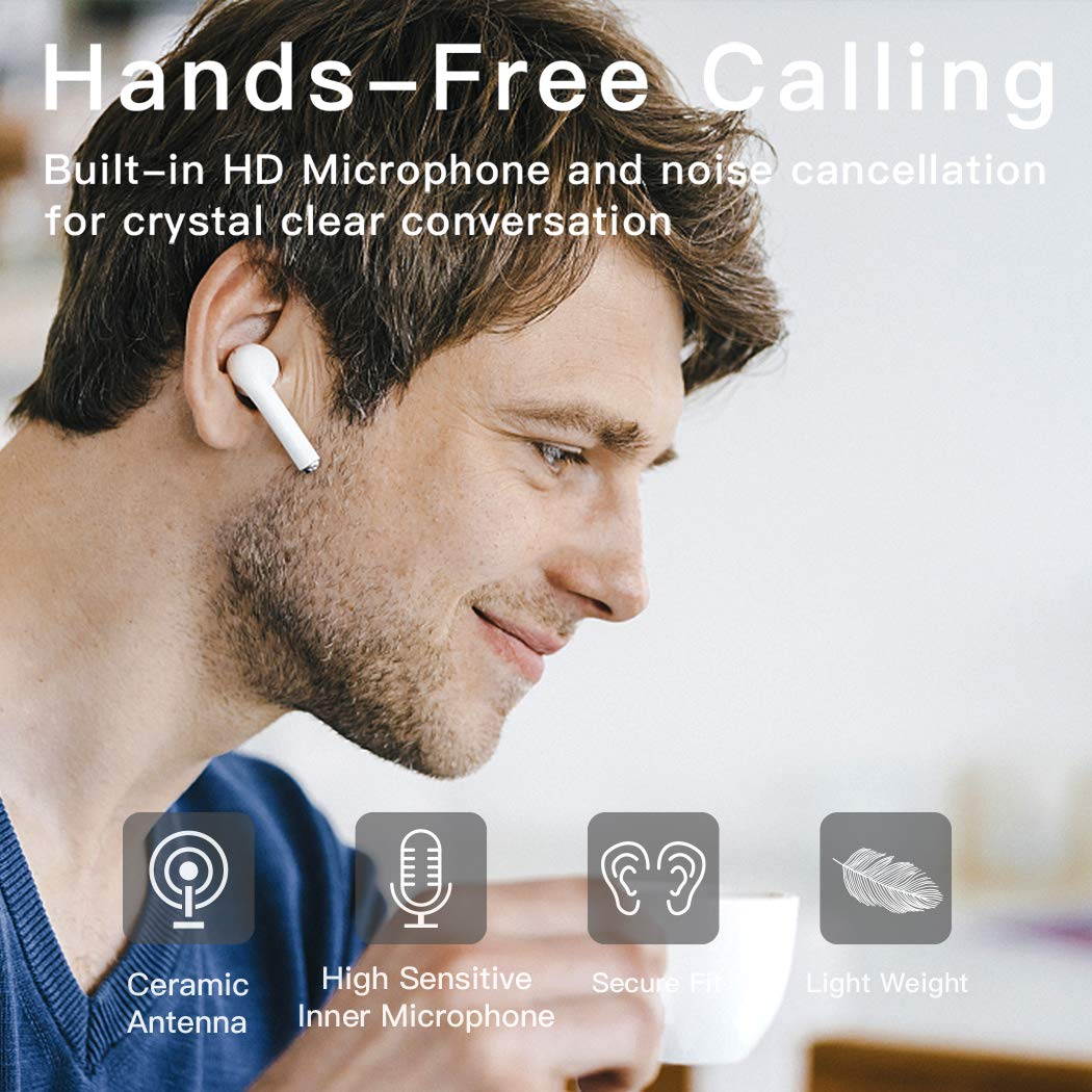 Wireless Earbuds, Loncaster Bluetooth Headphones Stereo Earphone Cordless Sport Headsets,Bluetooth in-Ear Earphones with Built-in Mic for Smart Phones