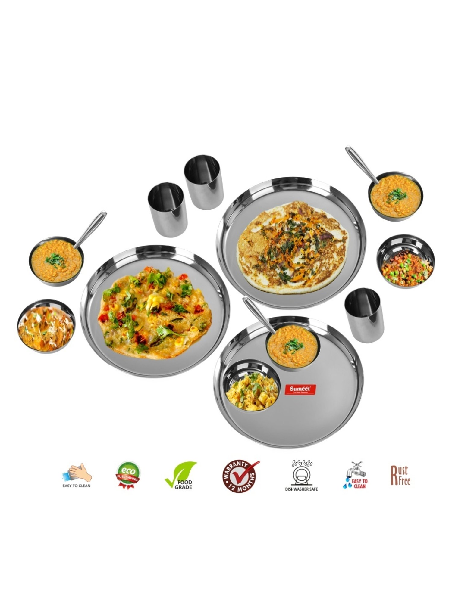 Cello White & Rust Glass Dinner Set