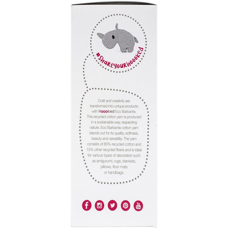 Hoooked Rhino Dex Yarn Kit W/Eco Barbante Yarn-Grey