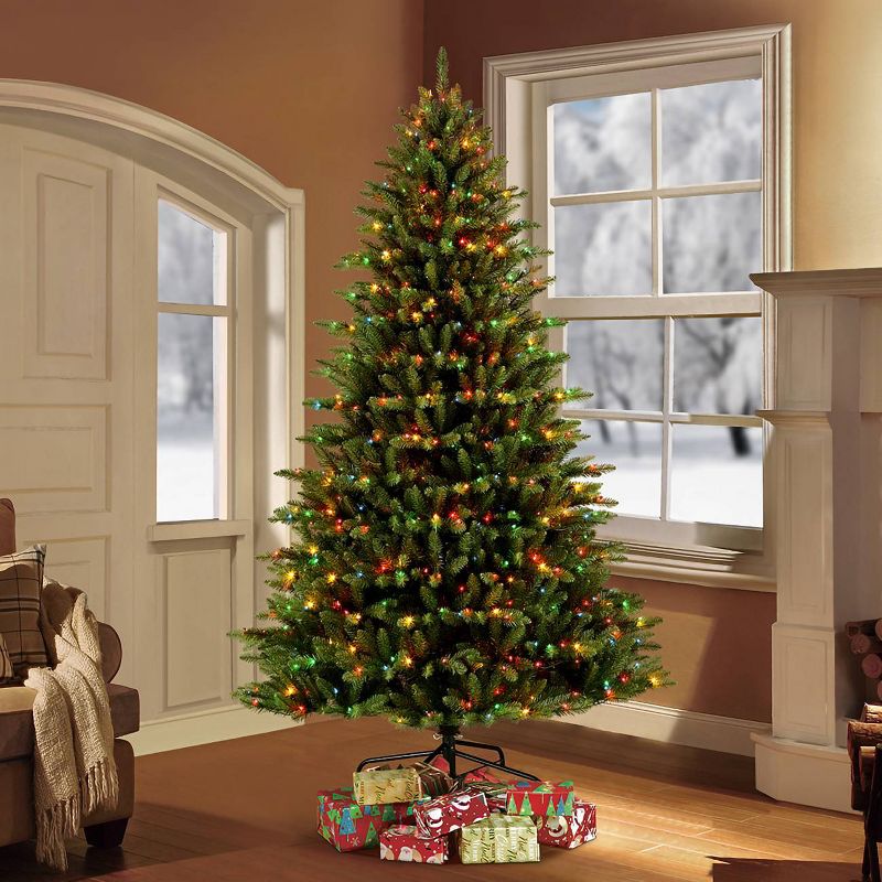 7.5ft Pre-lit LED Artificial Christmas Tree Full Forest Fir - Puleo
