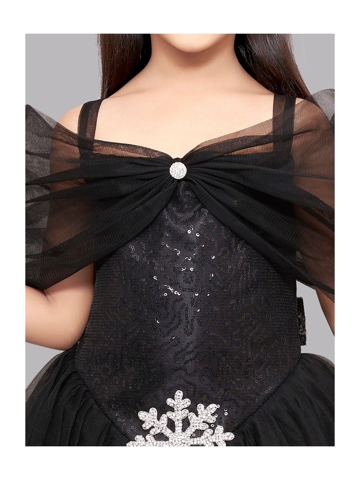 Pink Chick Kids Black Embellished Gown