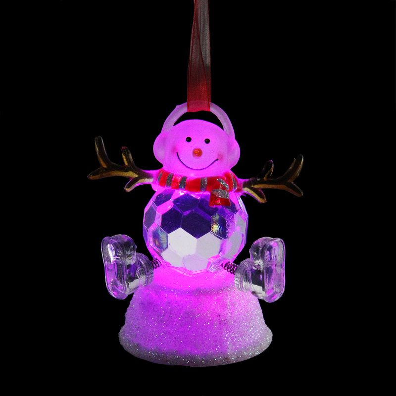 Penn 3" LED Lighted Color-Changing Snowman with Red Scarf Christmas Ornament