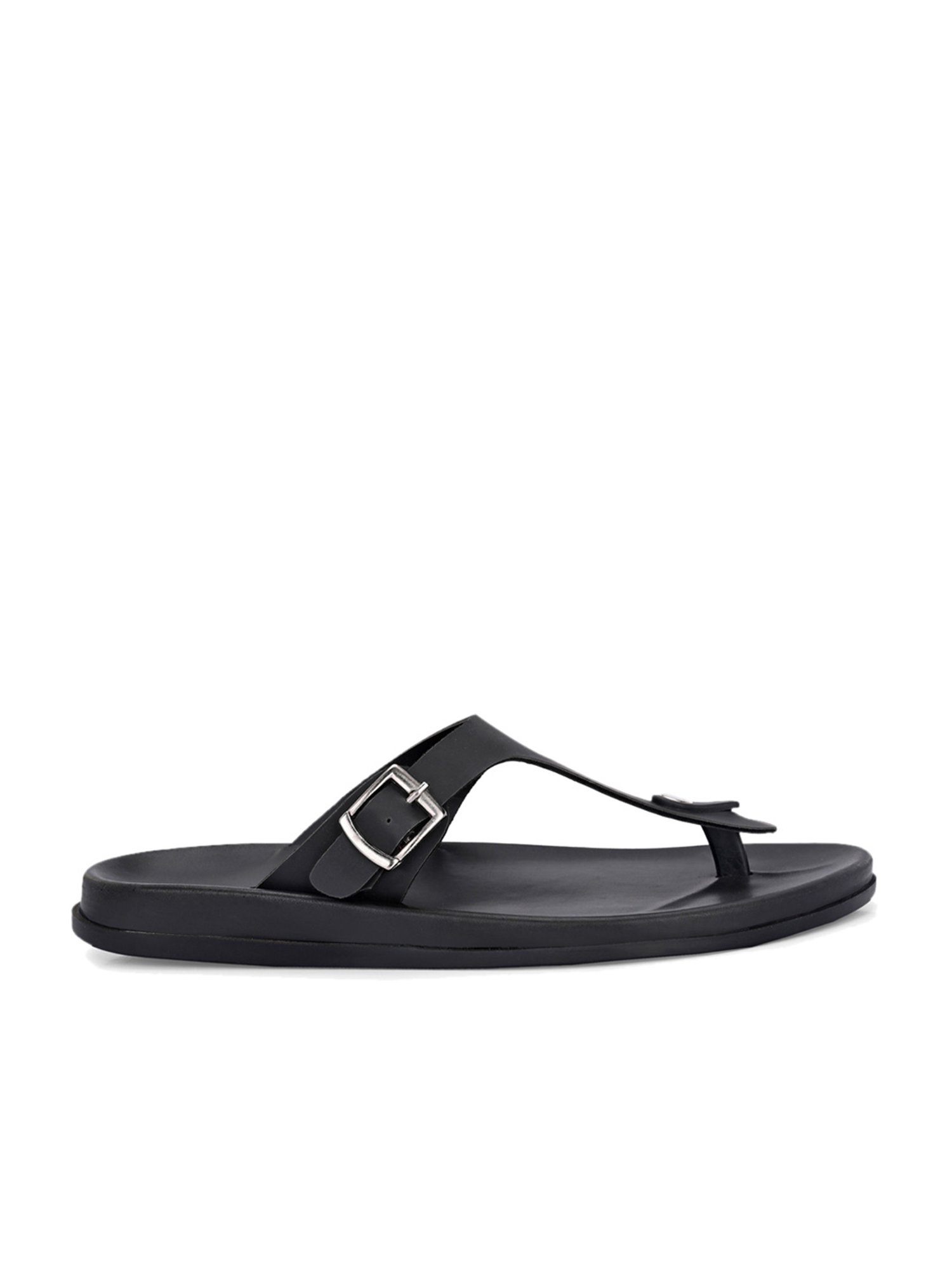 Hoversole Men's Black T-Strap Sandals