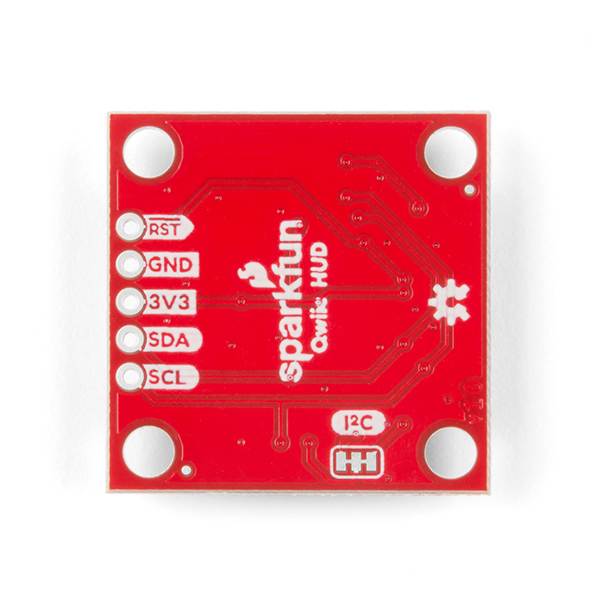 SparkFun Transparent OLED HUD Breakout Brilliant LCD Visible in Daylight Qwiic I2C protocol No Soldering Required or Breadboard-able Area-colored segmented display 3.3 Volt at 500mA Animate Icons