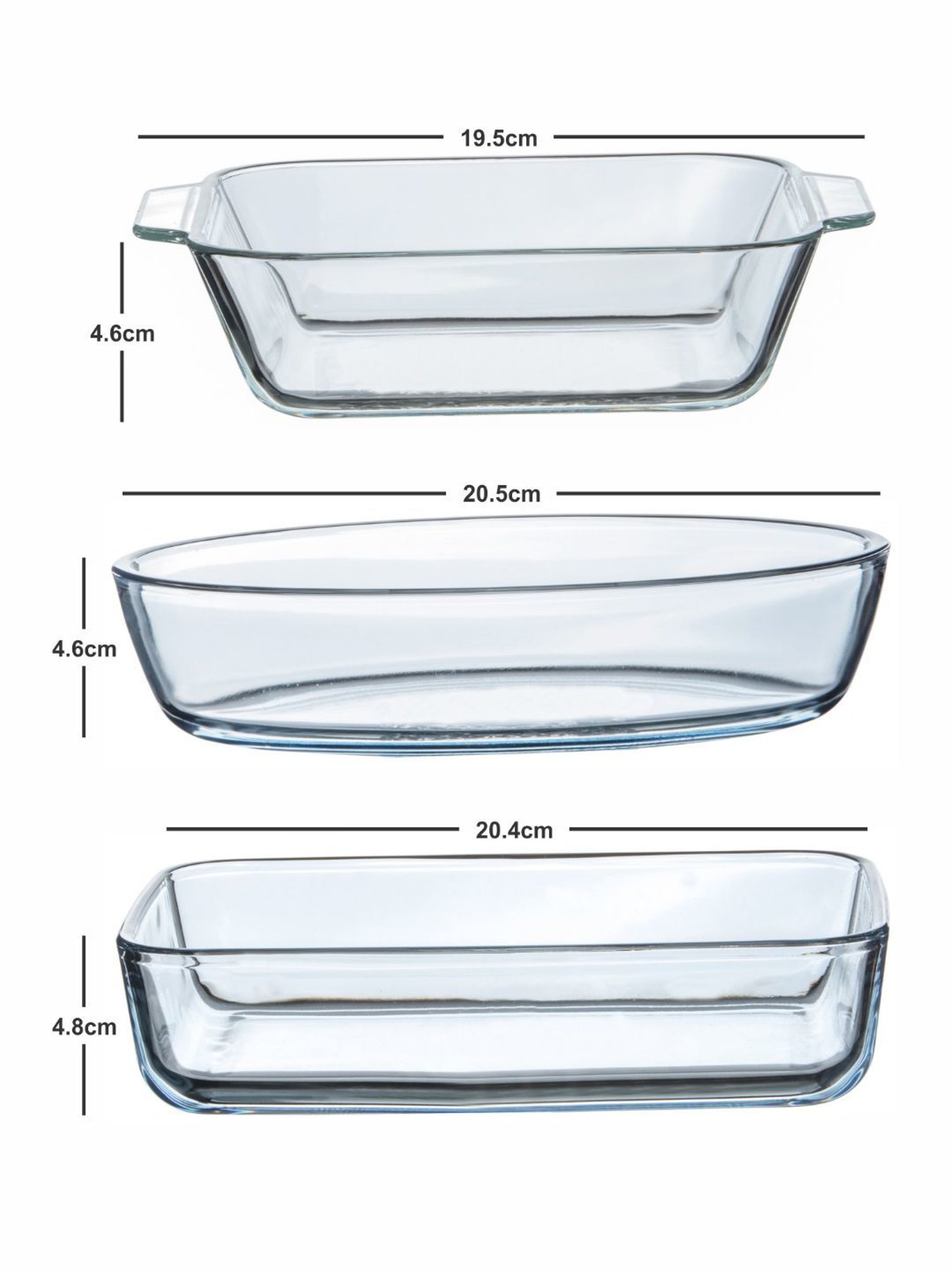 Roxx Transparent Glass Baking Dish - Set of 3