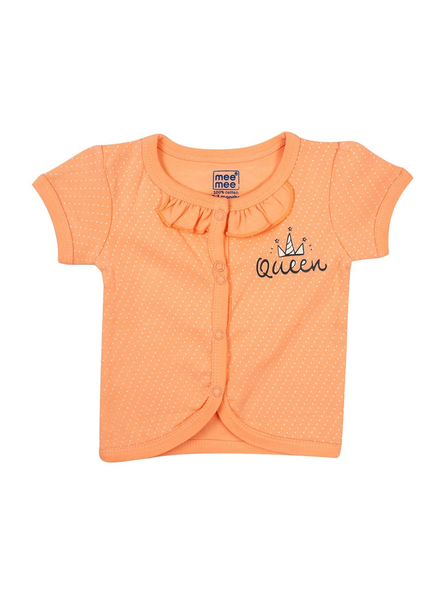 Mee Mee Kids White & Peach Cotton Printed Jabla (Pack of 3)