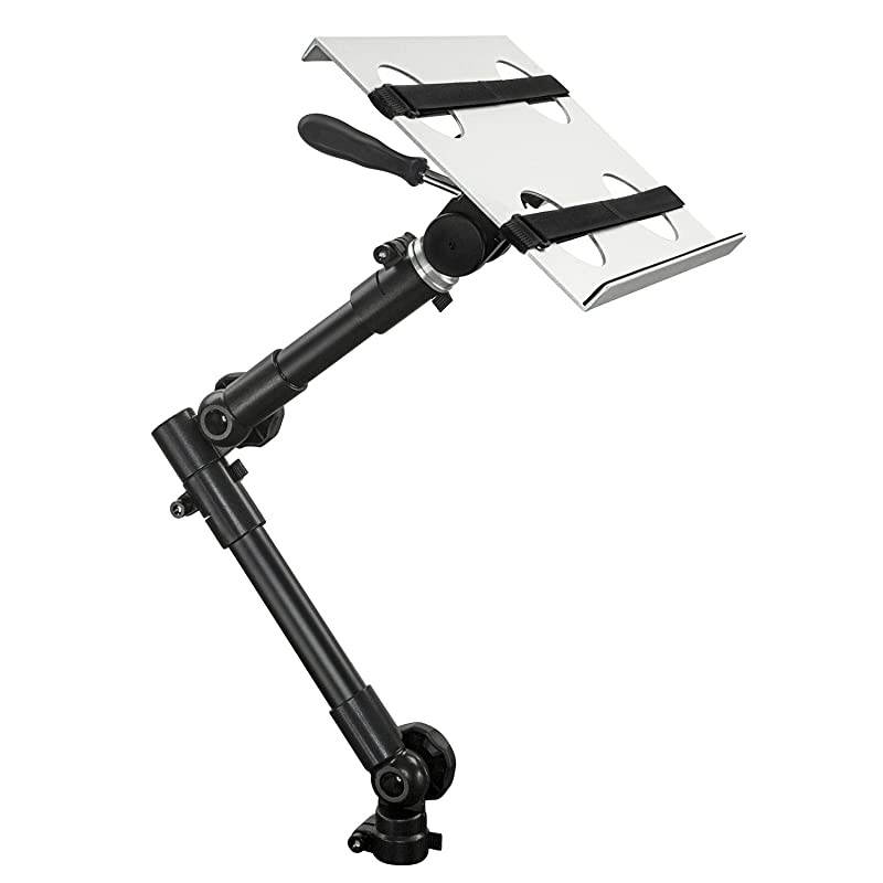 MI-7410 Car Laptop Mount Full Motion, Rotating, Adjustable Height, Under Car Seat Notebook Stand Fits 12 to 15.4 Inch Screen Sizes, 9 Lbs Capacity, Full Motion with Lockable Joints