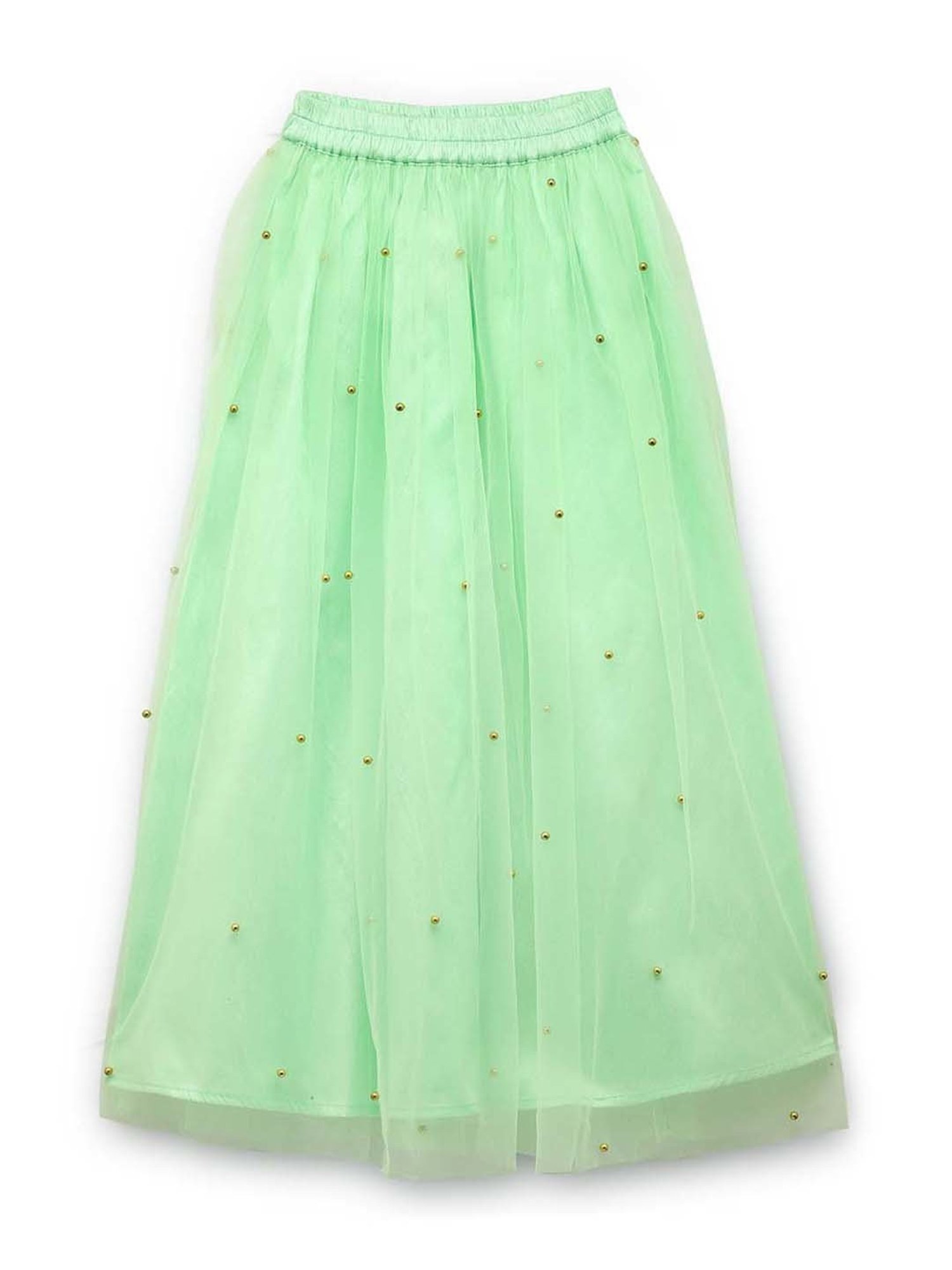 studiorasa Kids Green Embellished Skirt