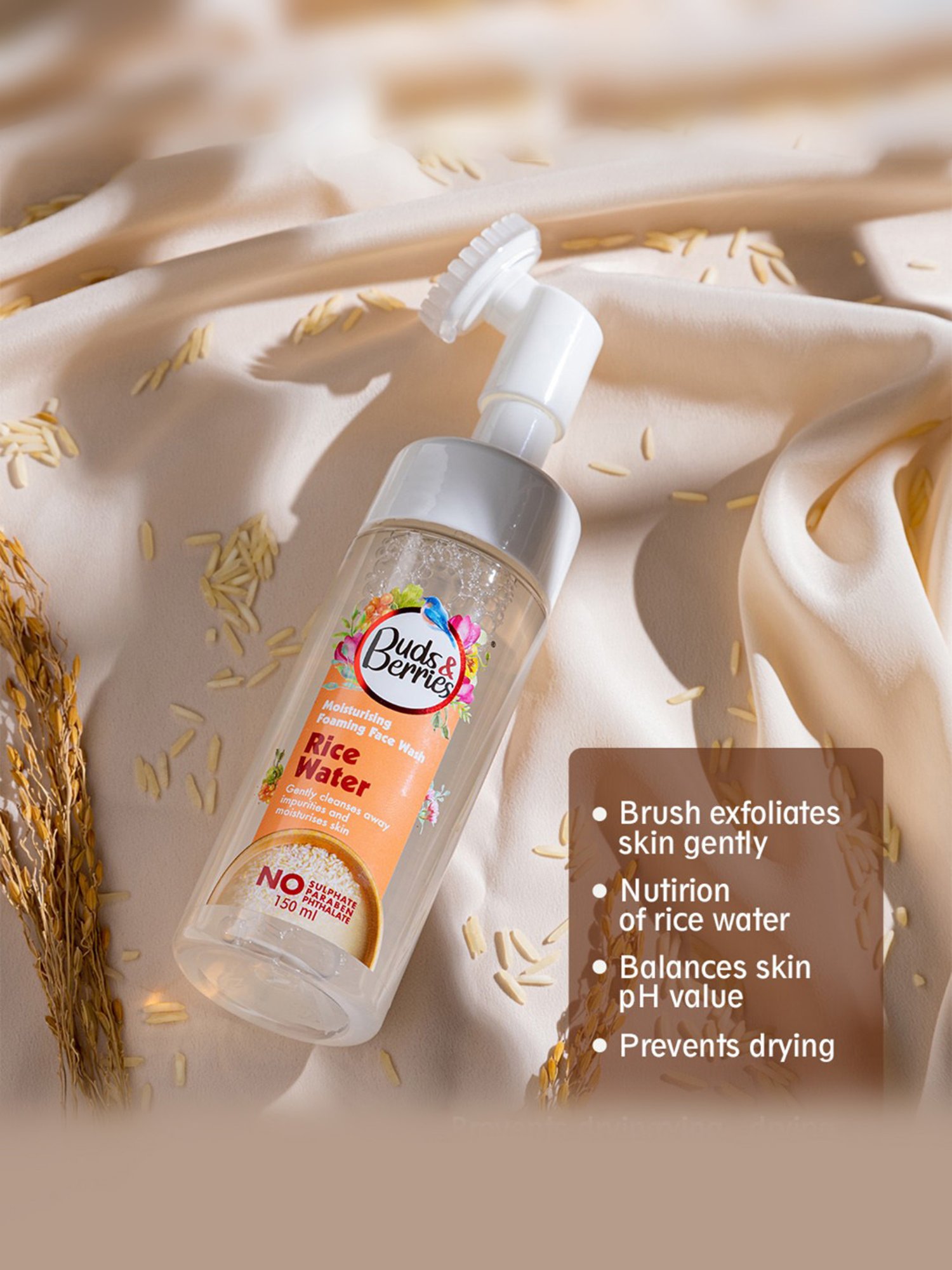 Buds & Berries Rice Water Moisturising Foaming Face Wash - 150 ml
