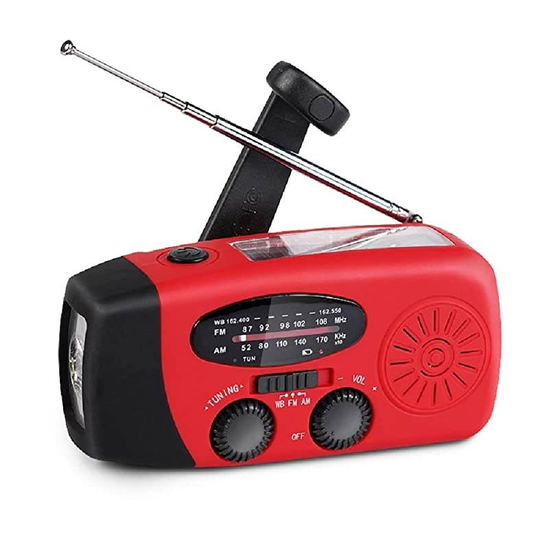 Portable Solar Emergency Weather Radio Hand Crank AM/FM NOAA Survival Radios with LED Flashlight 1000mAh Power Bank for Smart Phone for Home Outdoor Camping Traveling Earthquake (083)