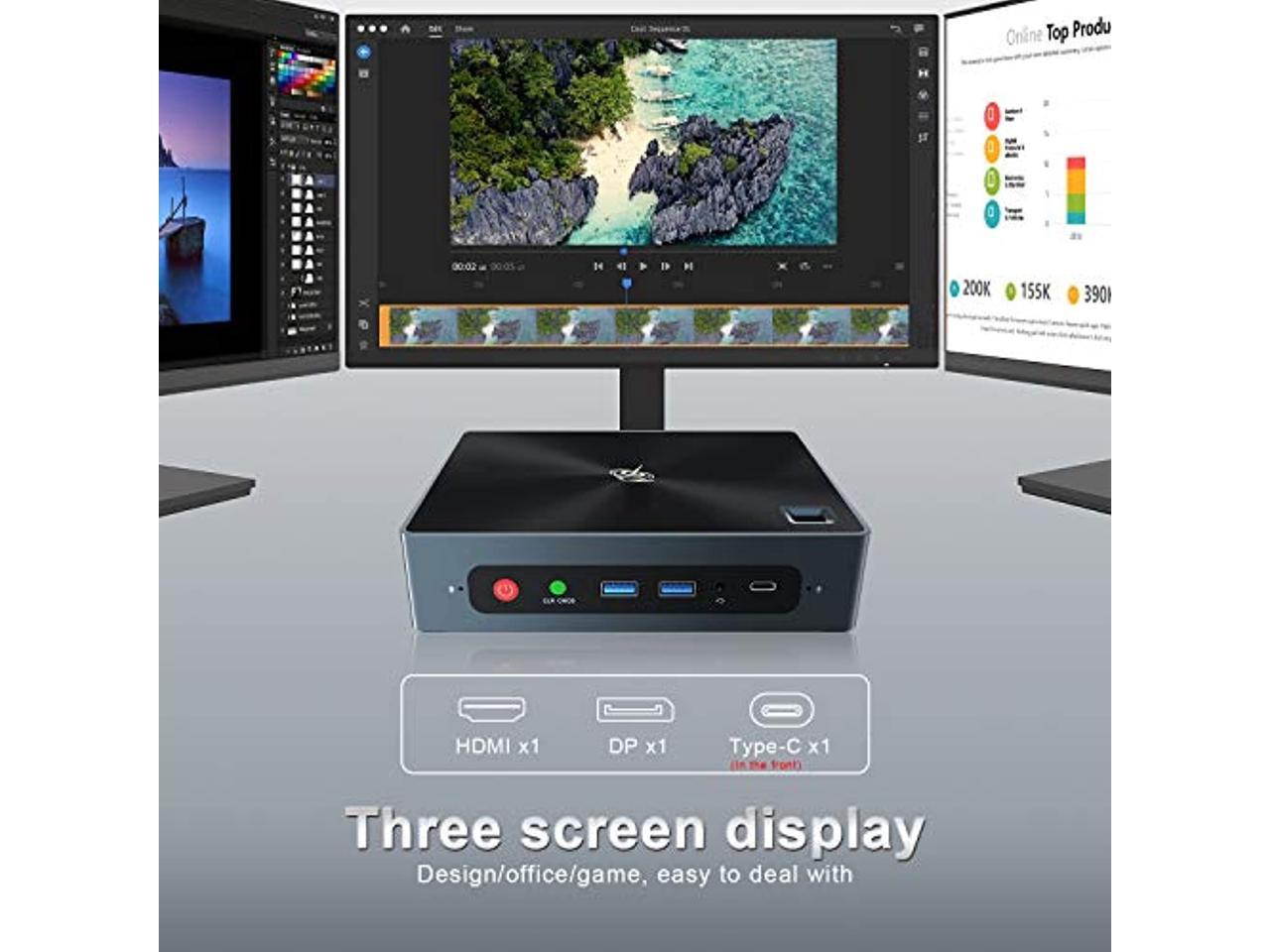 Beelink GTI10 Mini PC,10th Gen Intel i3-1005G1 (Up to 3.40 GHz) Windows 10 Pro,16GB DDR4 512GB SSD WiFi 6,Triple Display 4K Gaming Mini Desktop Computer Offiice Support Auto Power ON, WOL,RTC Wake