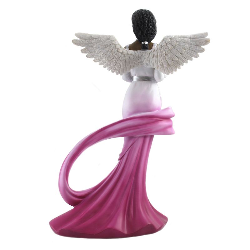 Black Art 11.25" Angel With Fuchsia Sash Wings Dove Religious  -  Decorative Figurines