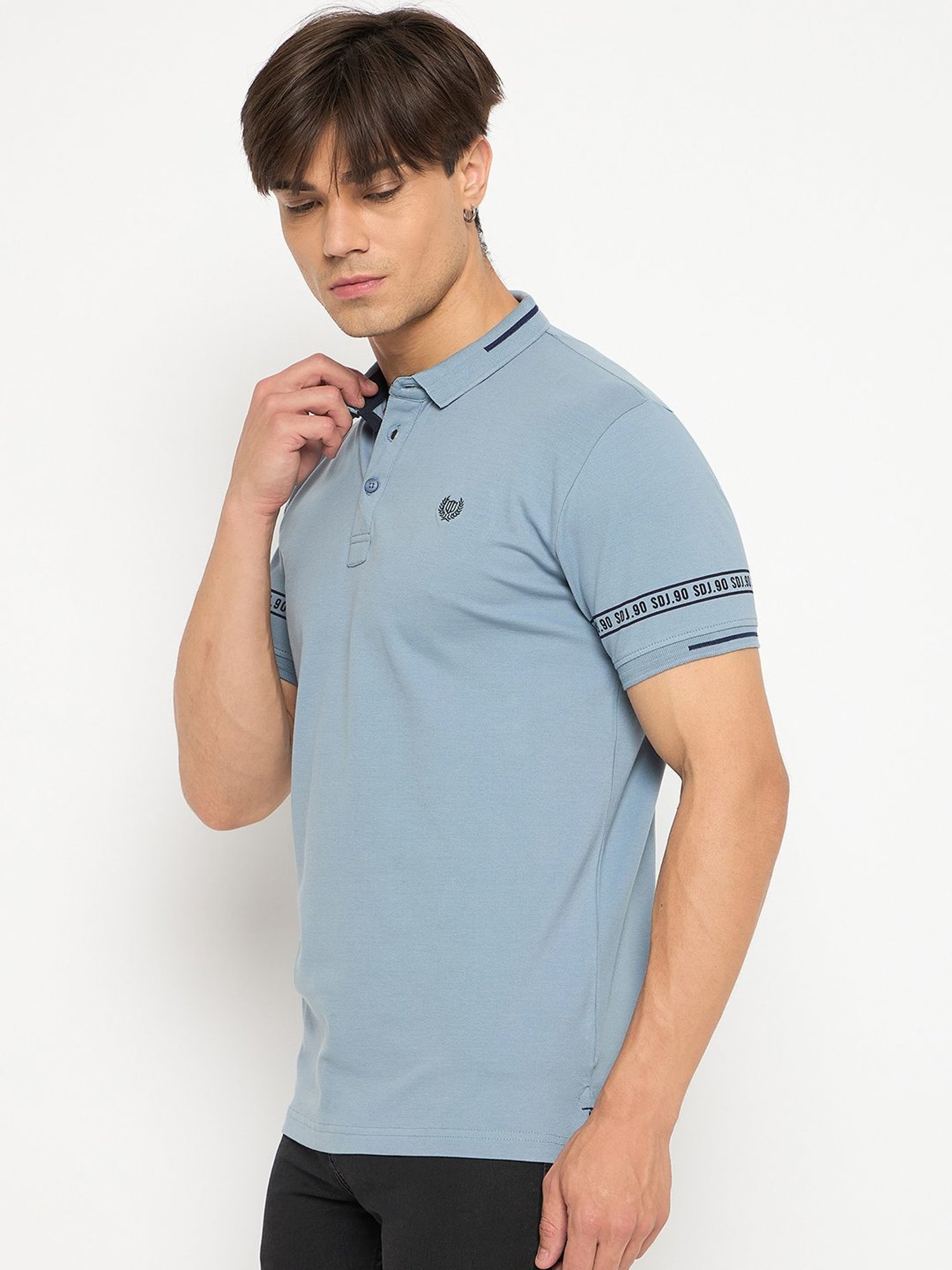 Duke Stone Grey Slim Fit Polo T-Shirt