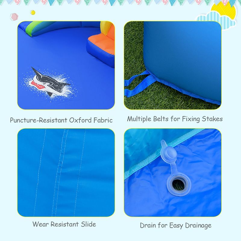 Costway Inflatable Bounce House Water Splash Pool Dual Slide Climbing Wall