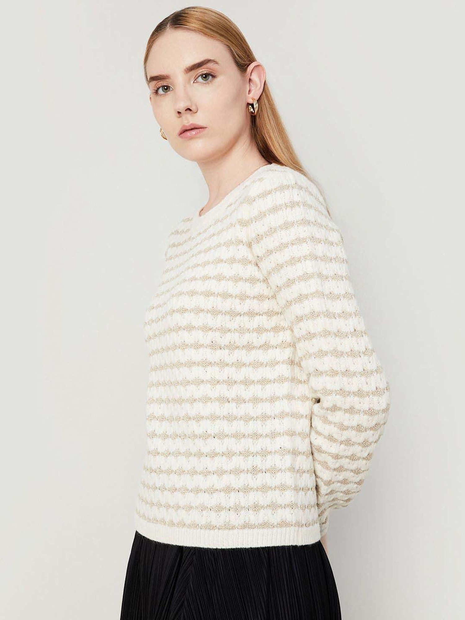 Code by Lifestyle Off-White Self Pattern Top