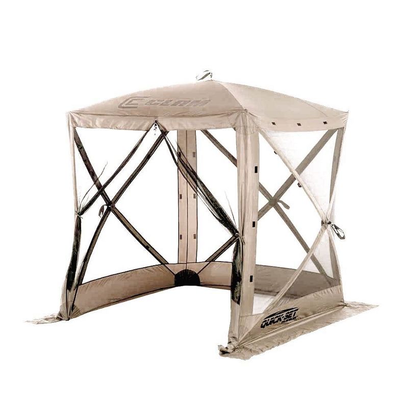 Costway Outdoor 2-Tier 10'x10' Gazebo Canopy Shelter Awning Tent Patio Garden Screw-free structure Brown