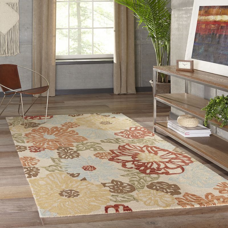 8'x11' Floral Tufted Area Rug Beige - Momeni
