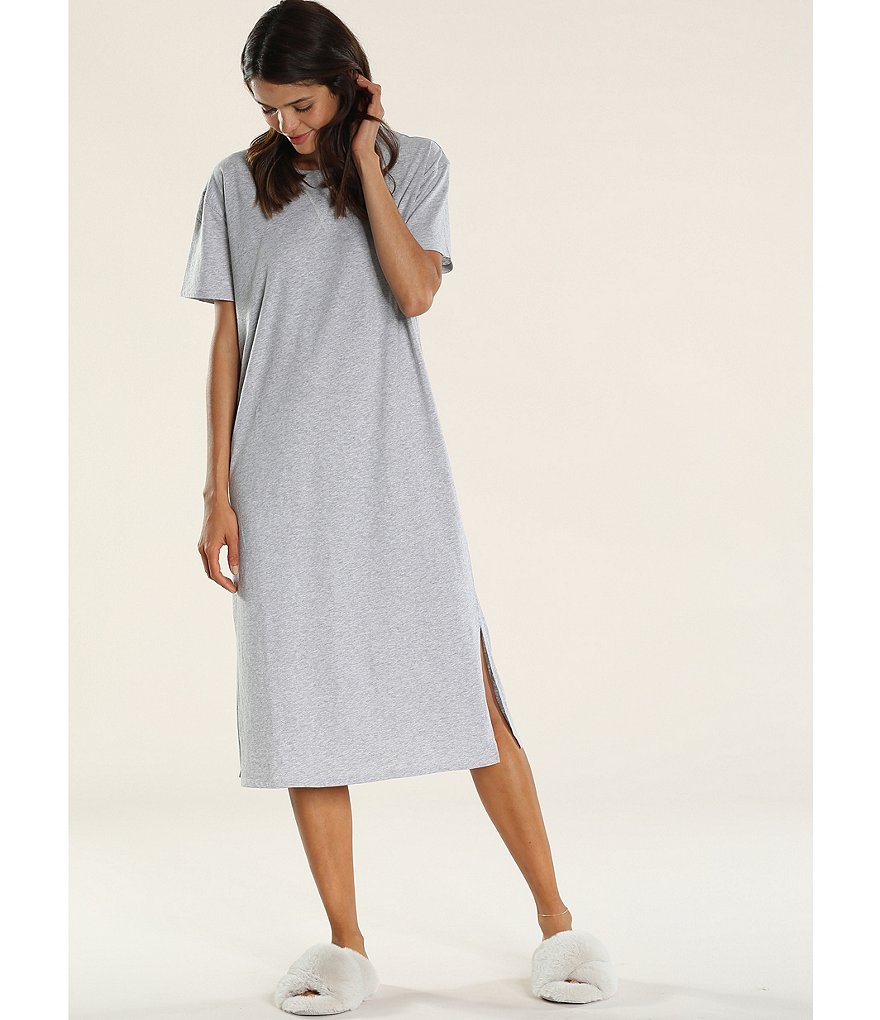 Miss Elaine Plus Cottonessa Floral Print Knit Long Nightgown