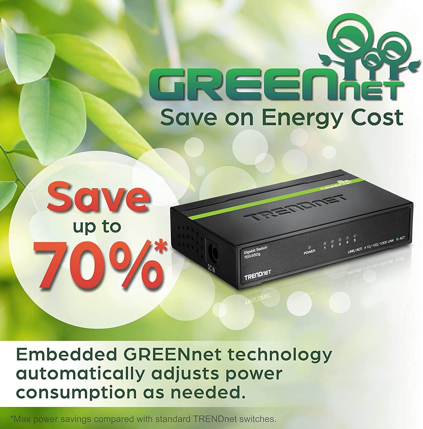 TRENDnet 5-Port Unmanaged Gigabit GREENnet Desktop Metal Switch, 20-Pack Bundle, Ethernet Network Switch, 5 x Gigabit Ports, Fanless, 10 Gbps Switching Fabric, Lifetime Protection, Black, TEG-S50g-20