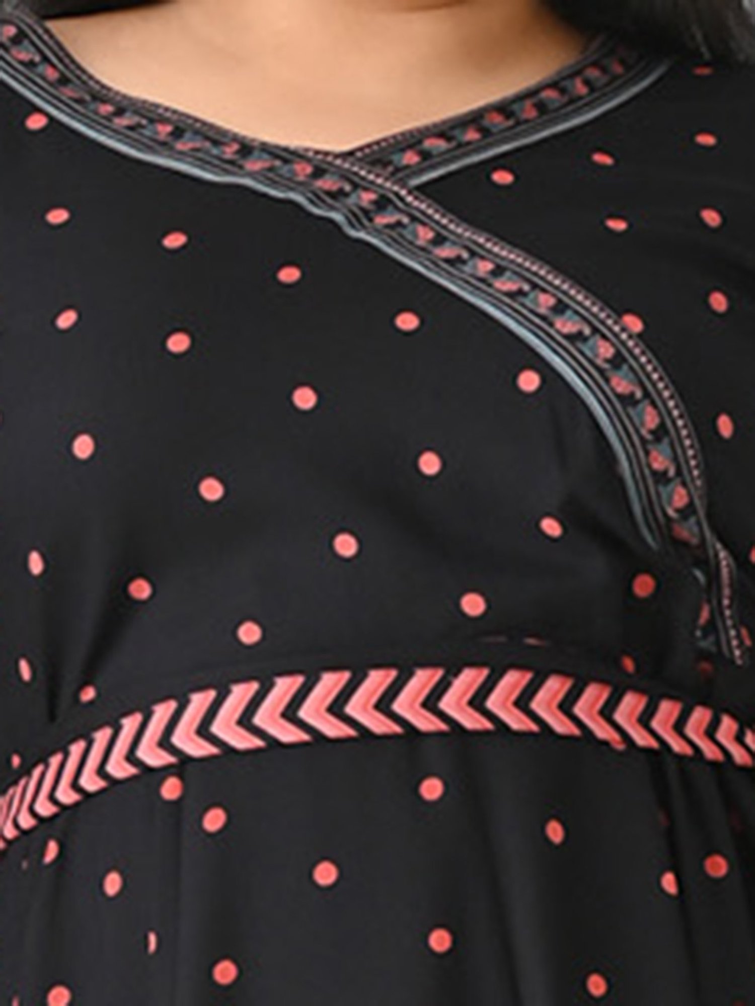 Saffron Threads Black Cotton Floral Print Ethnic Dress