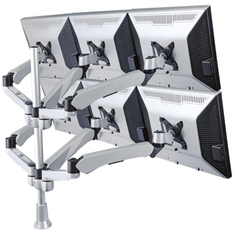 Cotytech Six Monitor Desk Mount Spring Arm (6) Quick Release With 27.6" Pole 2-in-1 Base