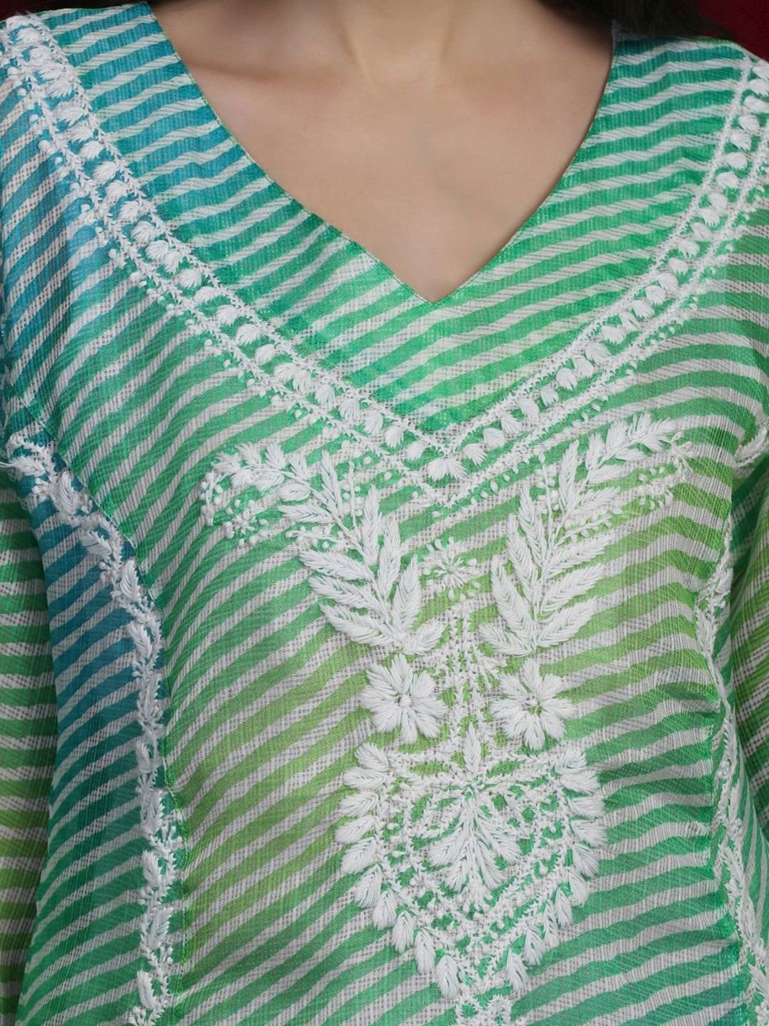SHADES Green Cotton Chikankari Chikankari Straight Kurta