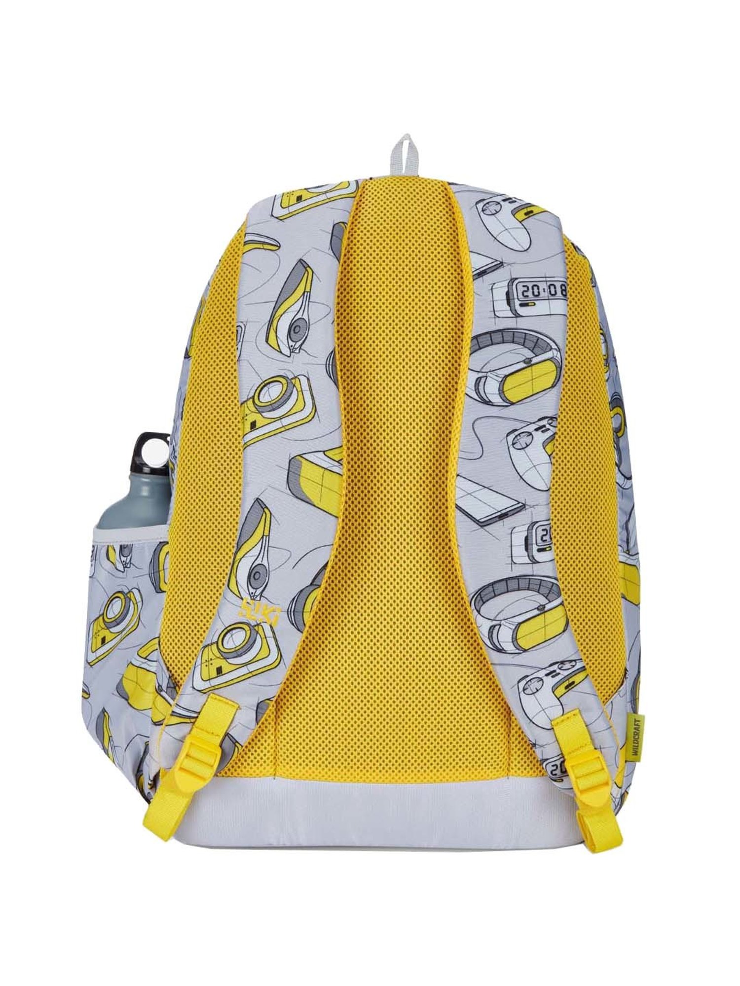 Wiki 31.5 Ltrs Grey & Yellow Medium Backpack