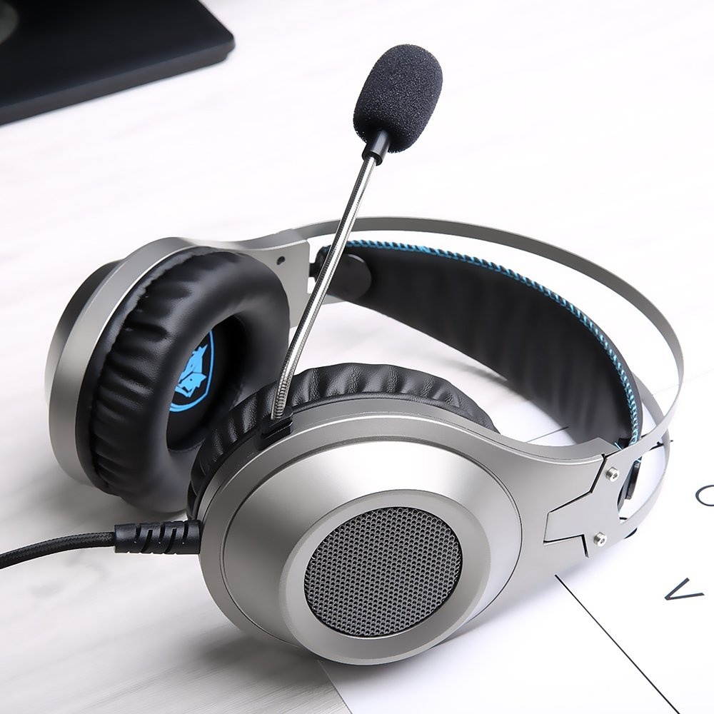 PS4 Xbox One PC Headset Gaming, Stereo Gamer Headphones with Microphone Headset Mic Computer Play station 4 Xbox 1 Game - Silver