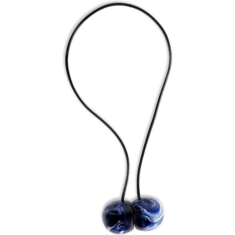 Okuna Outpost 2 Pairs Magnetic Round Buckle Window Curtain Tiebacks, Blue Holdbacks for Drapes (17 in)