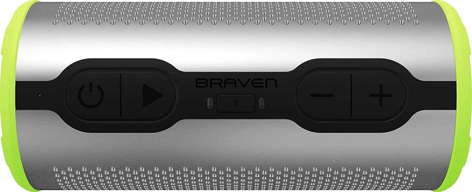 Braven Stryde 360 Degree Sound [2500 mAh] Waterproof Bluetooth Speaker - Silver/Green