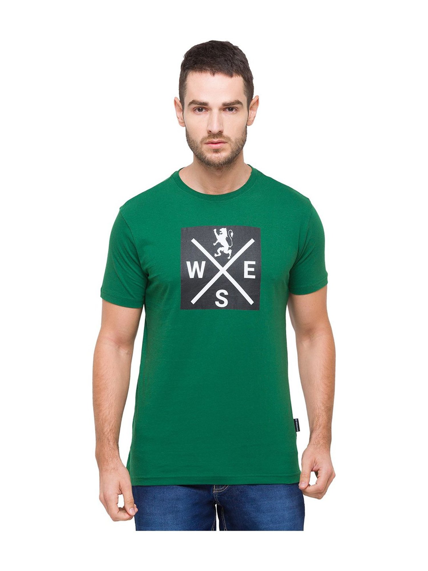 Giordano Green Cotton Round Neck T-Shirt