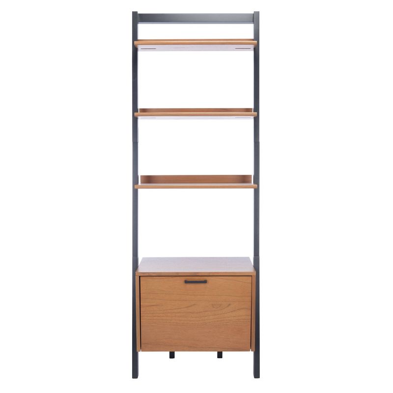 71.96" Lavina 3 Shelves and 1 Door Etagere Natural/Charcoal - Safavieh