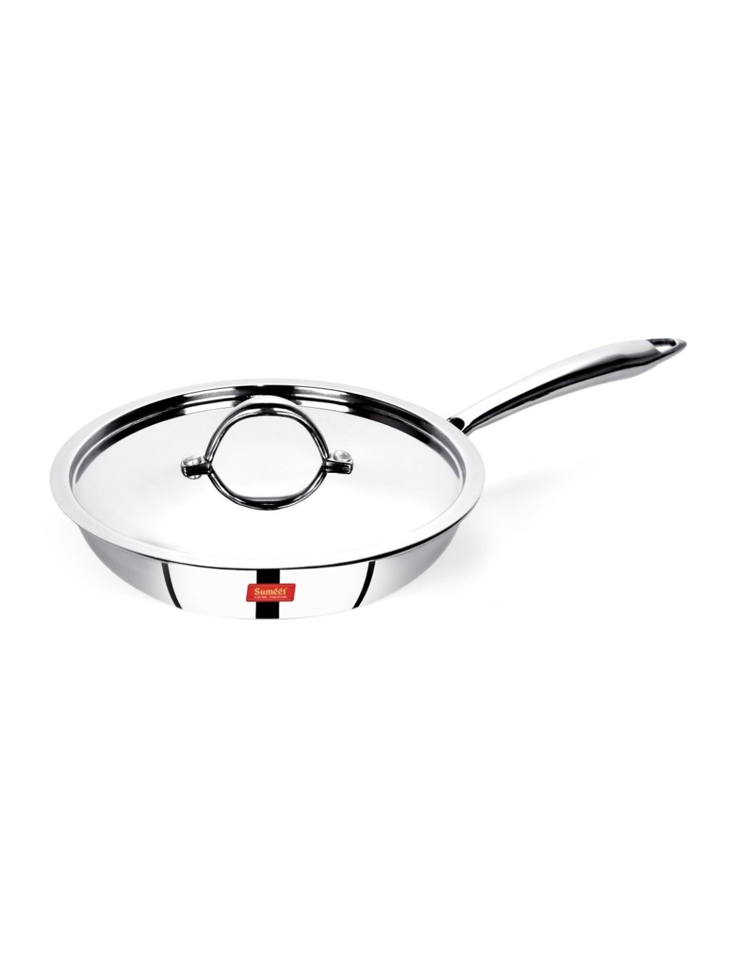 Sumeet Cook Smart TriPly SAS (Steel-Aluminium-Steel - 3 Layers) Fry Pan with Lid - 1 Ltr - 21.6Cm