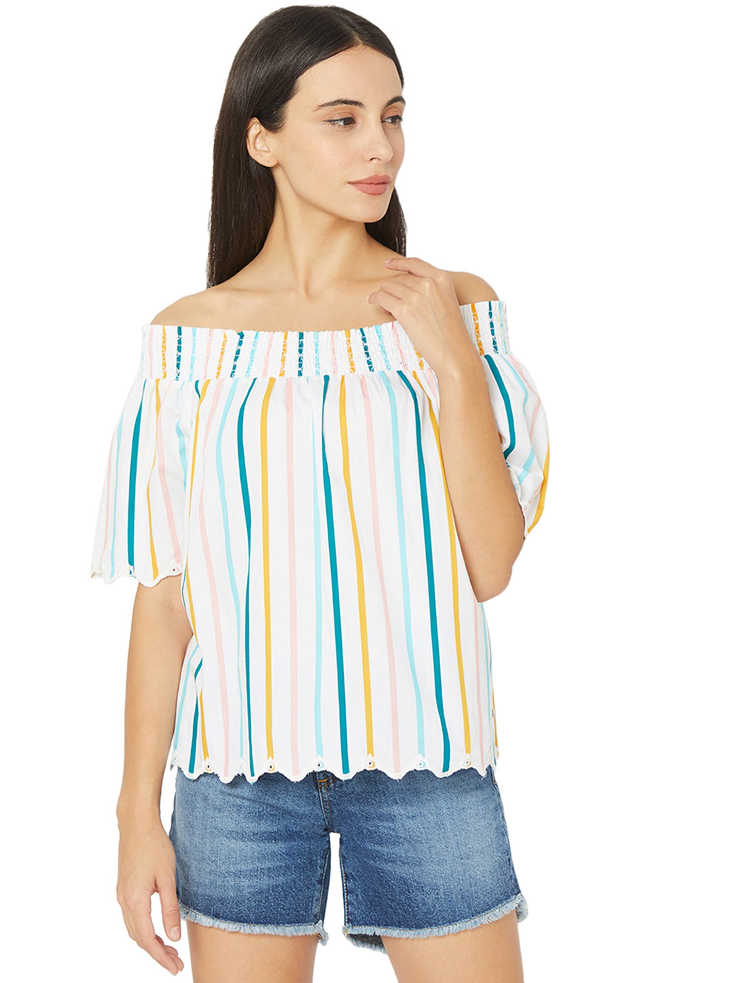 Spykar White Striped Top