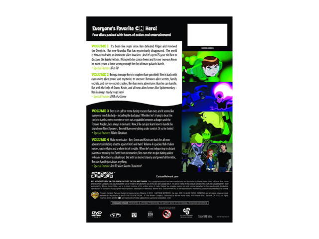 STUDIO DISTRIBUTION SERVI 4 KID FAVORITES-CARTOON NETWORK-BEN 10 ALIEN FORCE (DVD/4 DISC) DT275658D