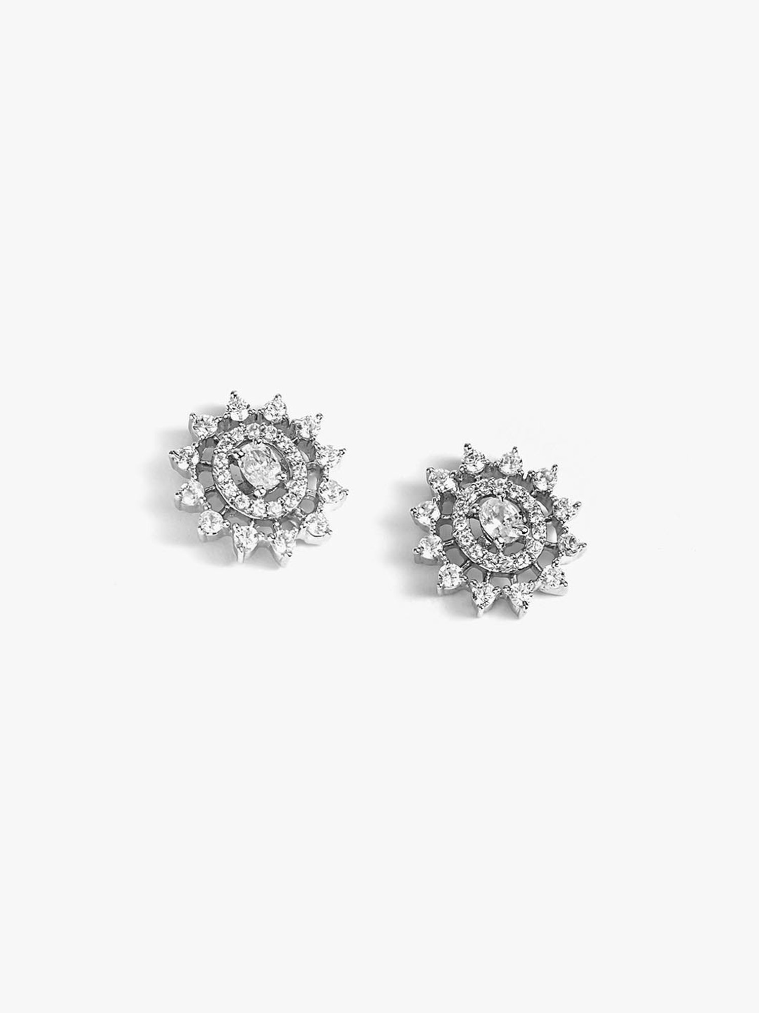 March by FableStreet Sterling Silver Zircon Cluster Stud Earrings for Women